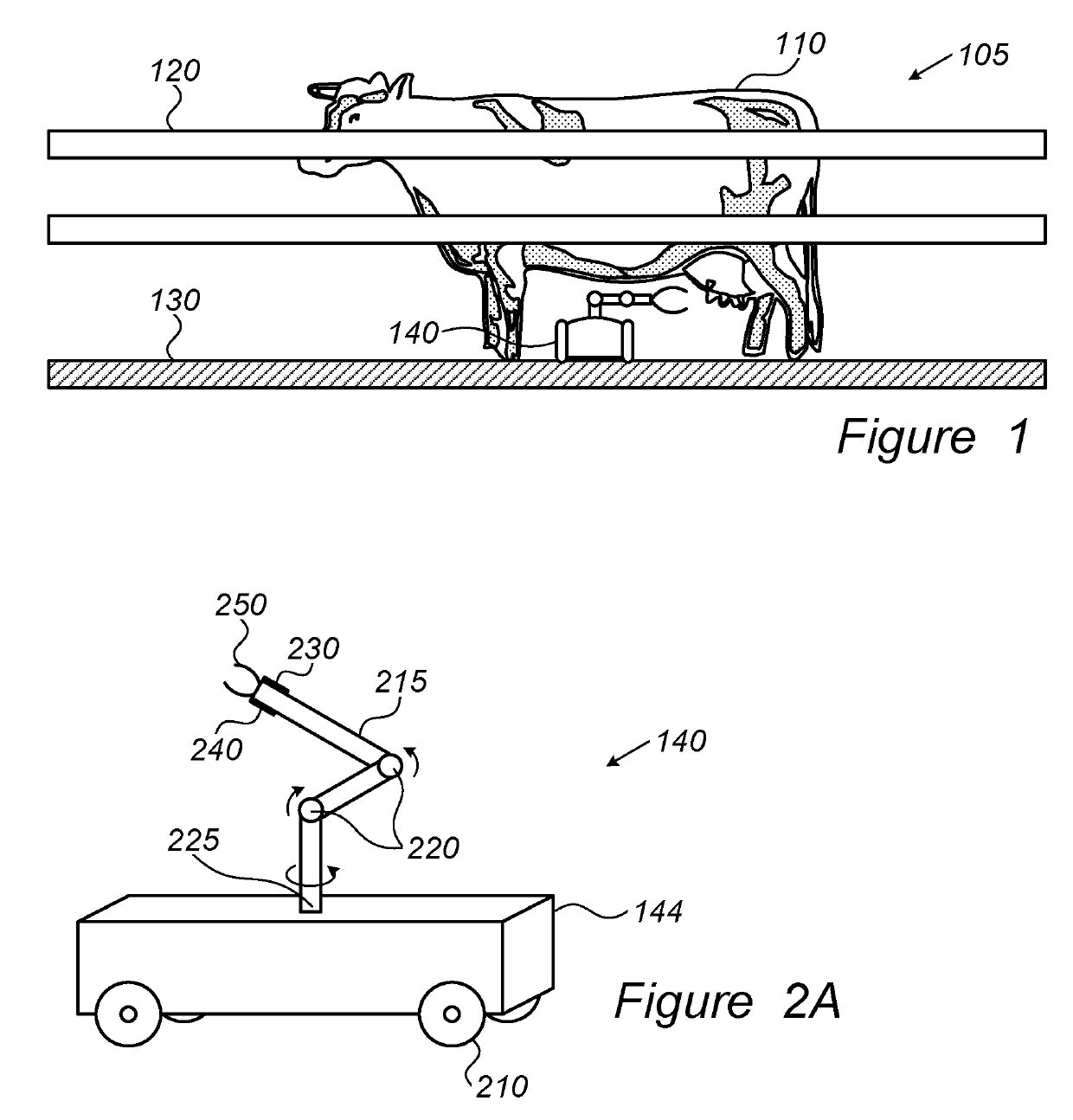 Mobile milking robot with minimal footprint