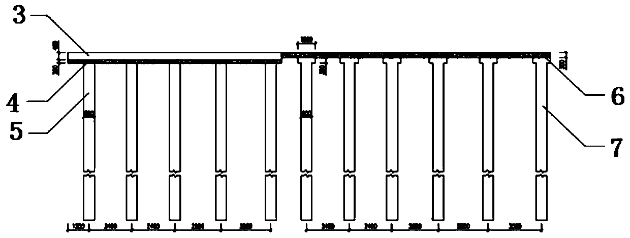 Pile composite structure construction method for controlling differential settlement of high-speed railway bridge transition section