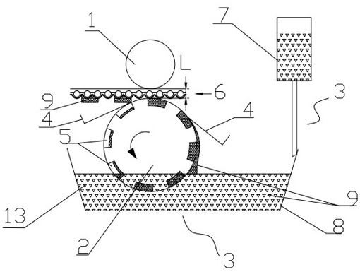 Gluing device and gluing method for large-size flower type reflective patterns