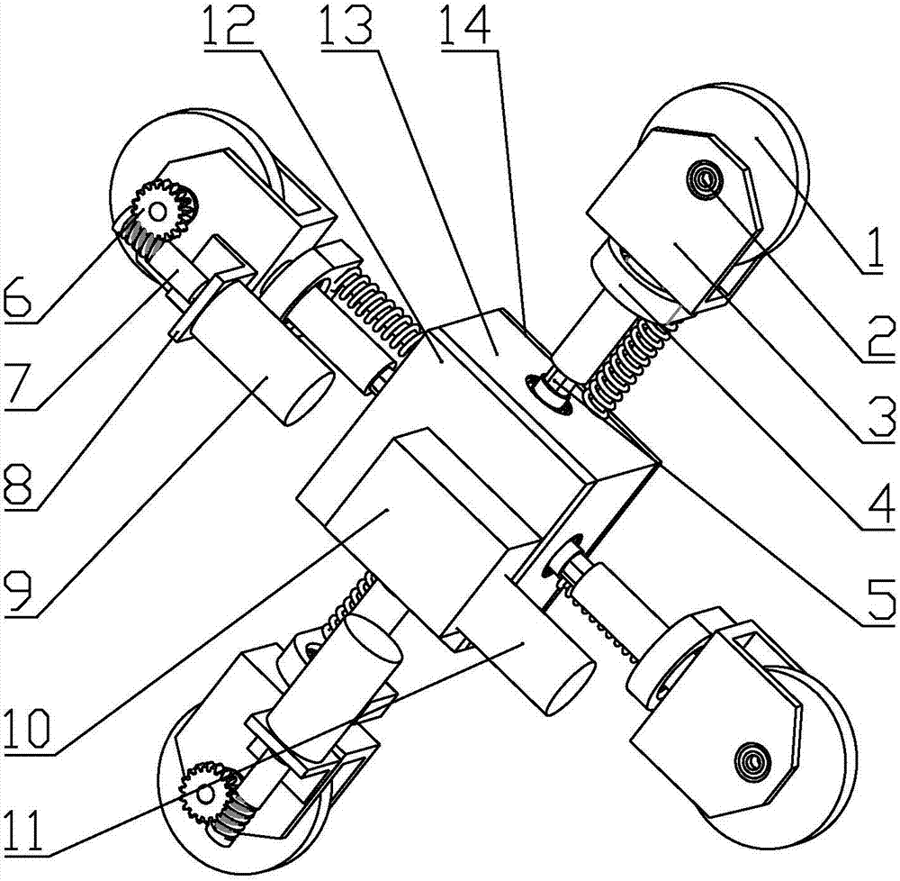 A wheeled pipeline robot with controllable driving wheel steering