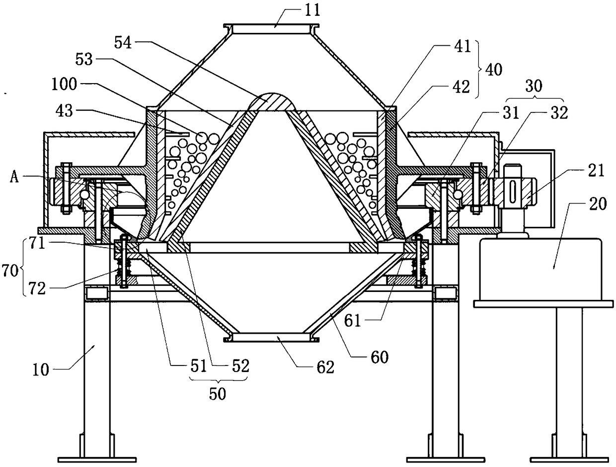 Vertical rotary cone ball mill