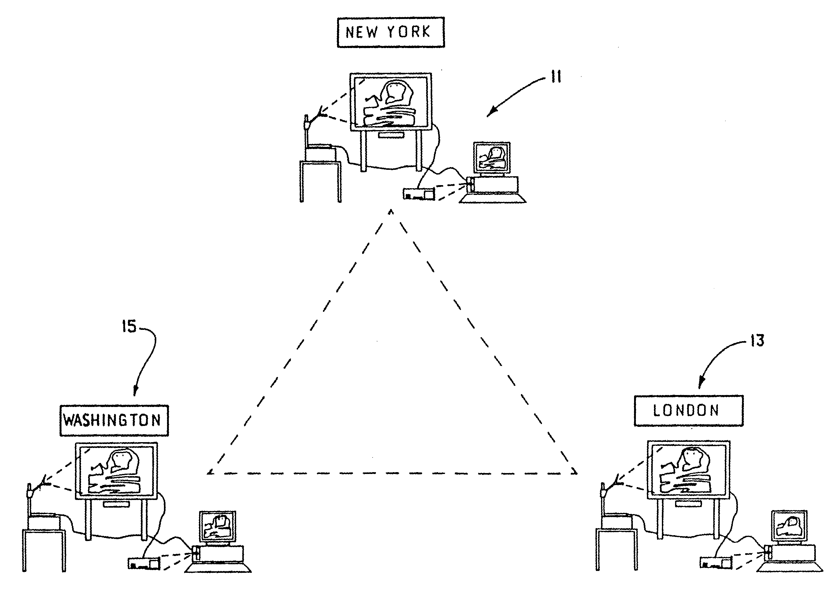 Projection display system with pressure sensing at screen, and computer assisted alignment implemented by applying pressure at displayed calibration marks