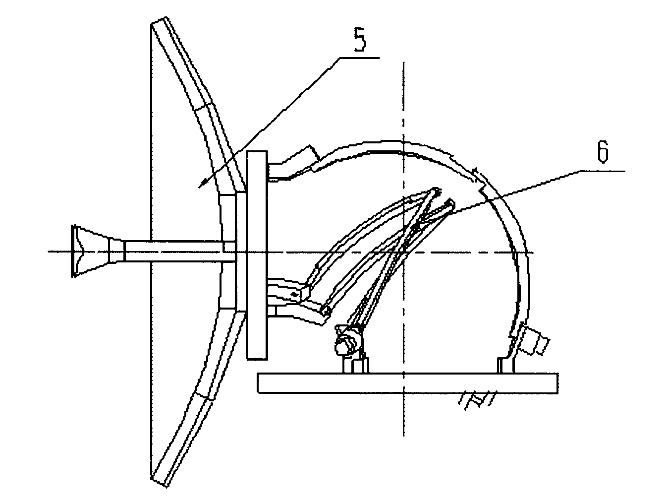 Spherical three-degree-of-freedom parallel mechanism antenna structure system