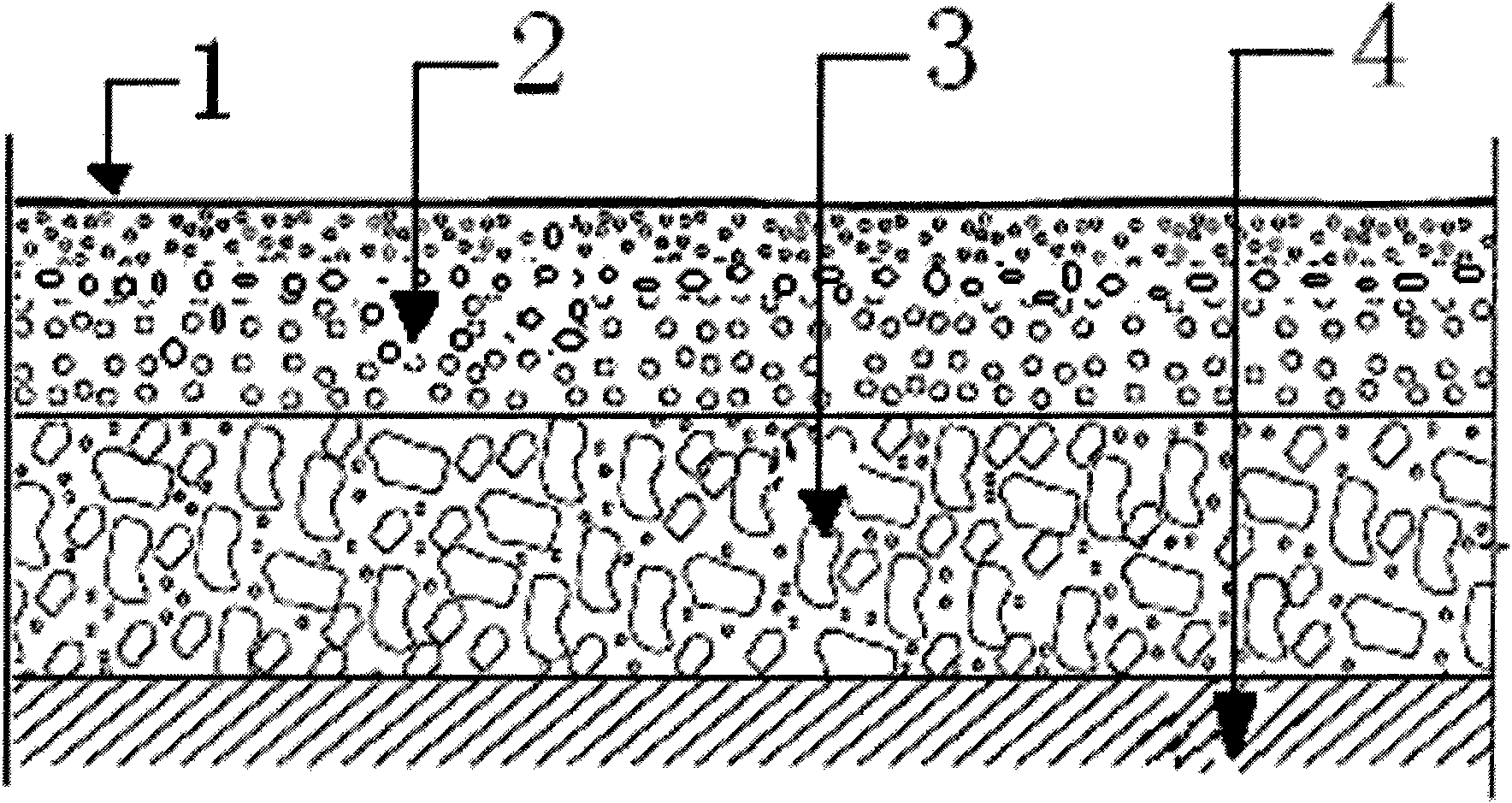 Imprinted water-permeable cement concrete ground structure with aggregate exposed on surface, and manufacturing method thereof