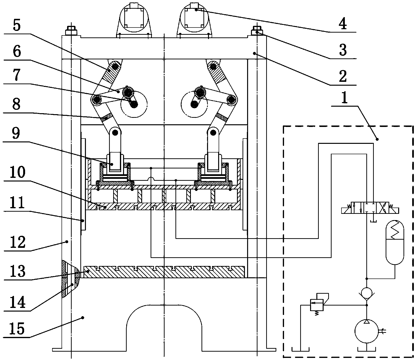 Mechanical-hydraulic composite energy-saving servo hydraulic machine with toggle rod mechanism