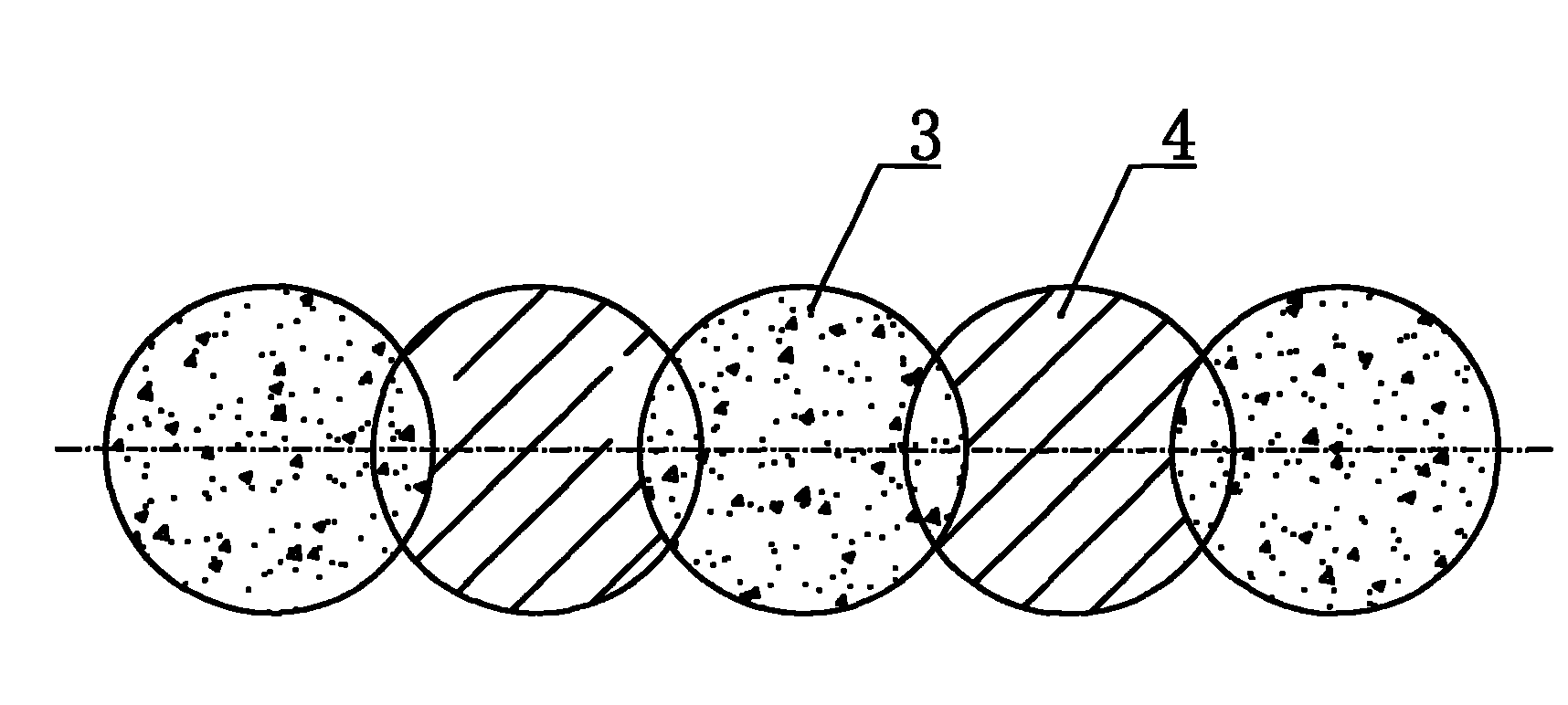 Occlusive pile of long spiral stirring water-stop curtain and construction process thereof