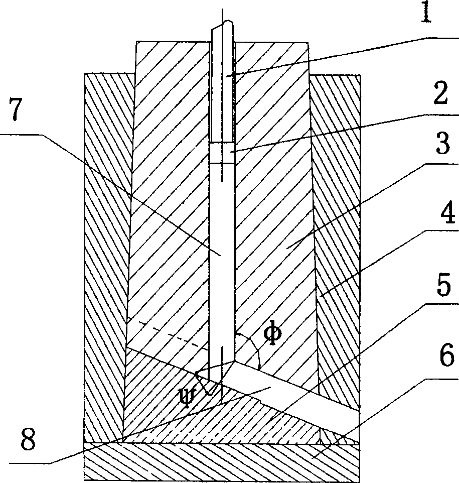 Equal channel deformation mould for preparing block body ultrafine grain metal