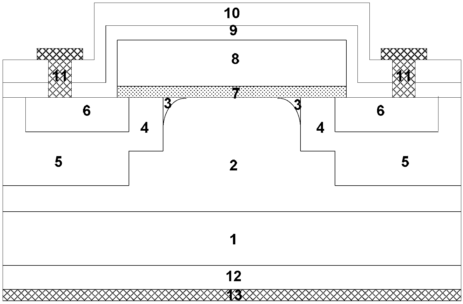 Power device for improving morphology of diffusion region and manufacture method thereof