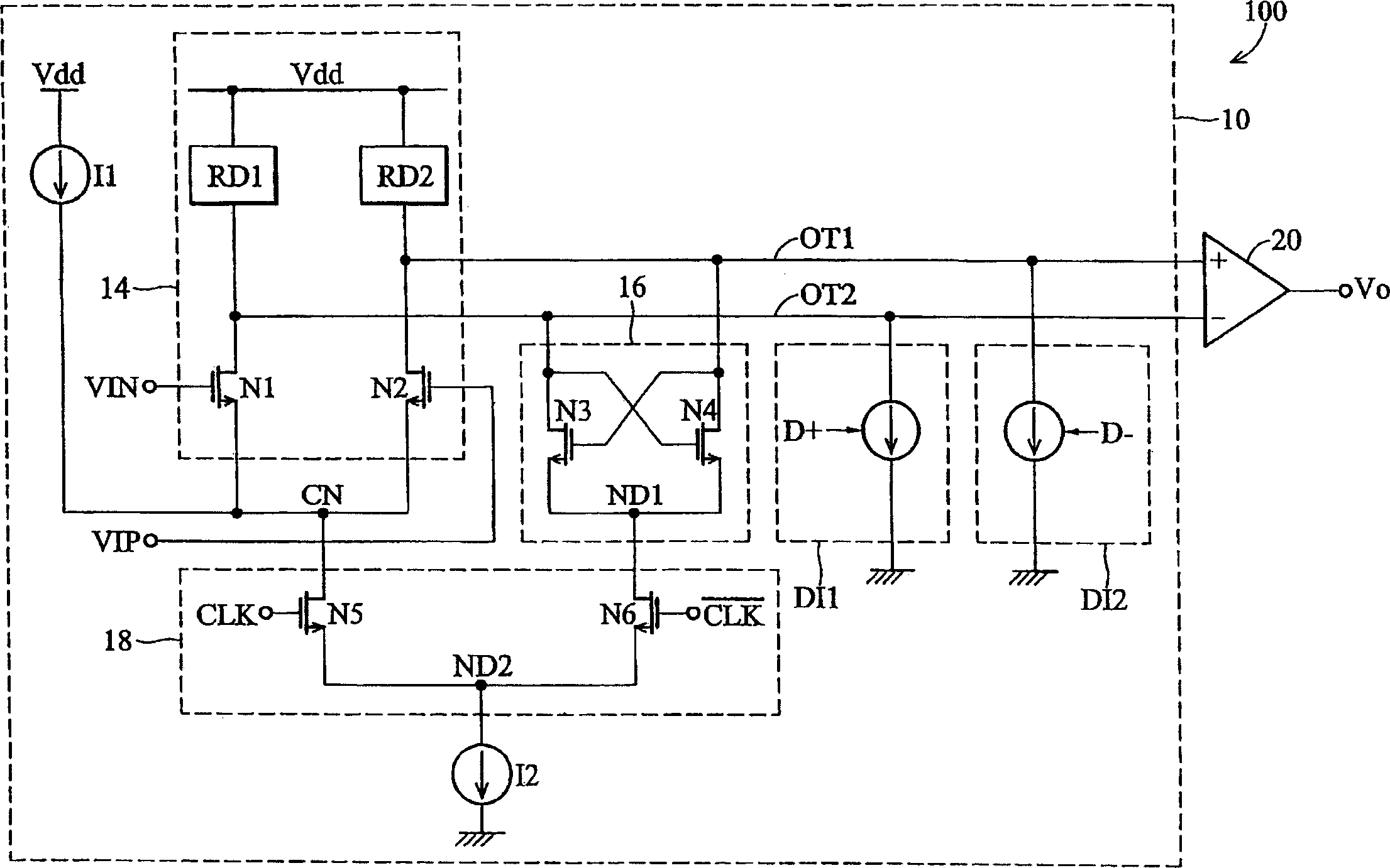 Comparator with output offset correction and mos logical circuit