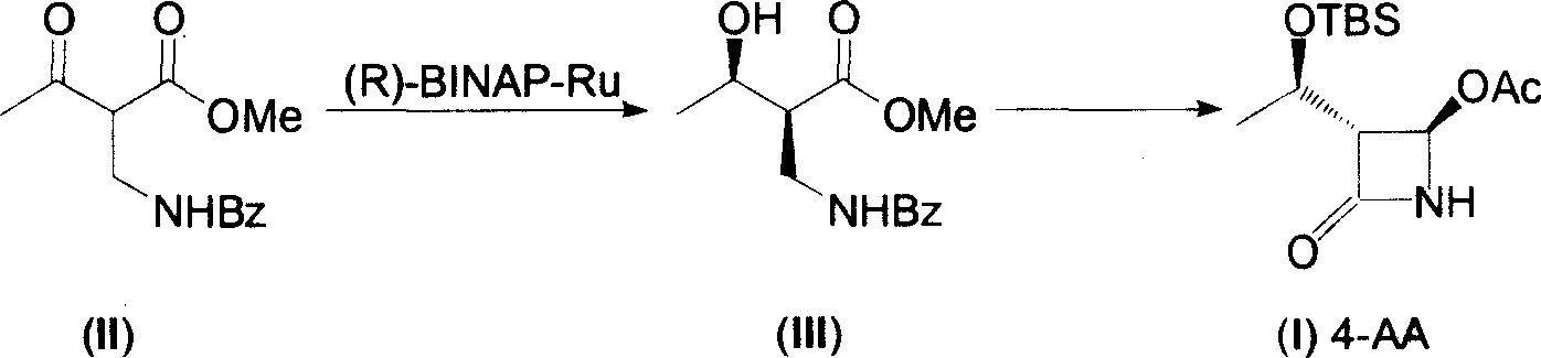 Industrial production process of 3R, 4R-3-[(1R)-tert-butyl dimethyl siloxane ethyl]-4-acetoxyl-2-azetinone