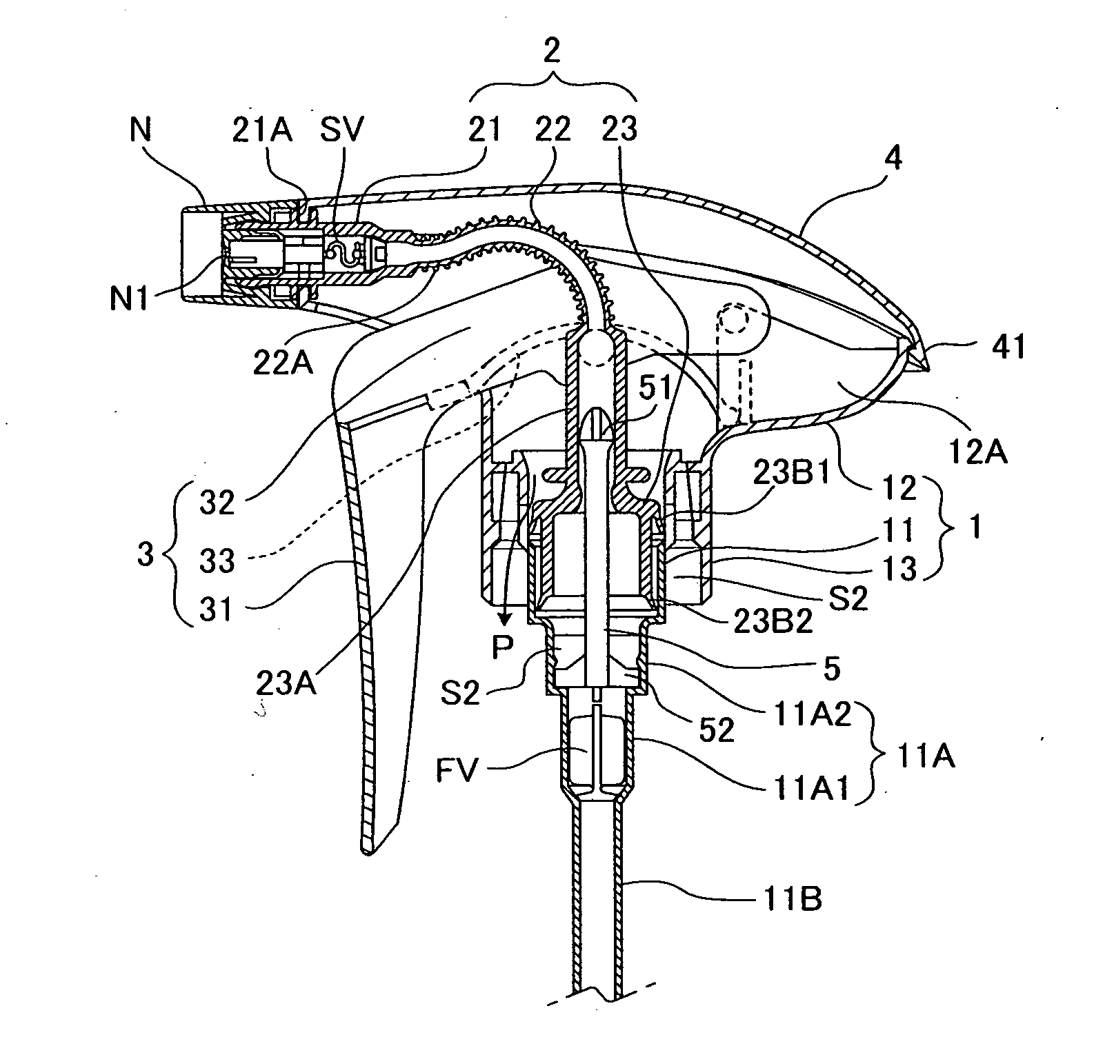 Trigger type pump dispenser