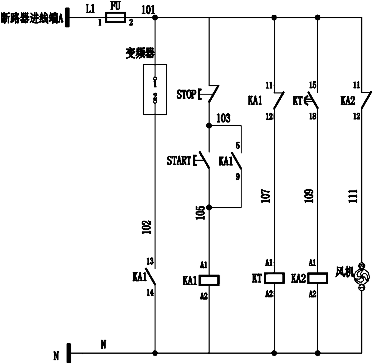 Draught fan control device, draught fan system and frequency converter system