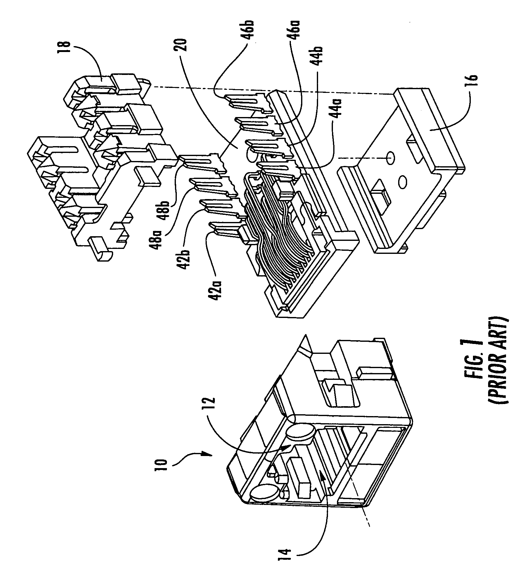 Communications jack with compensation for differential to differential and differential to common mode crosstalk