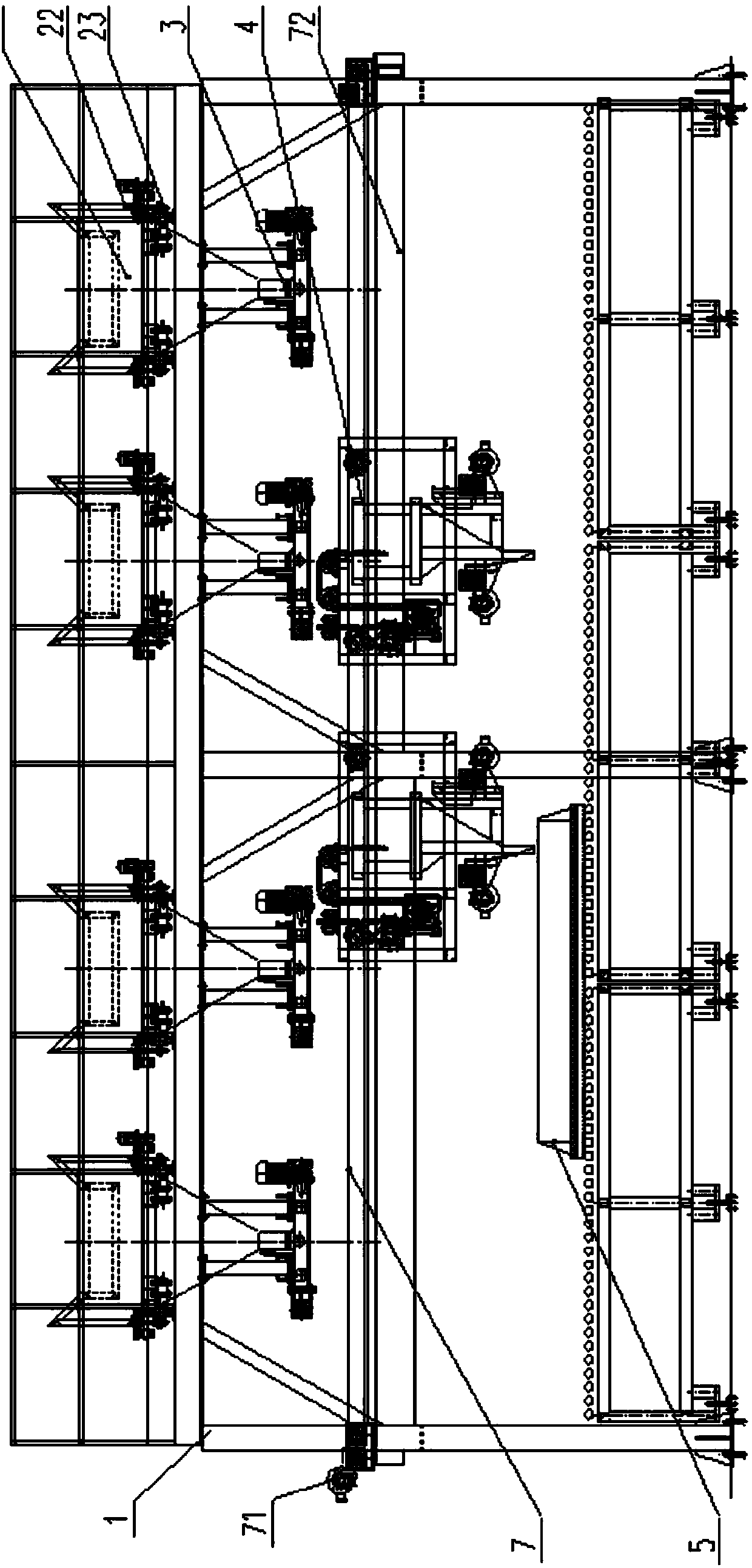 Full automatic layered material distributing machine for ceramic tiles