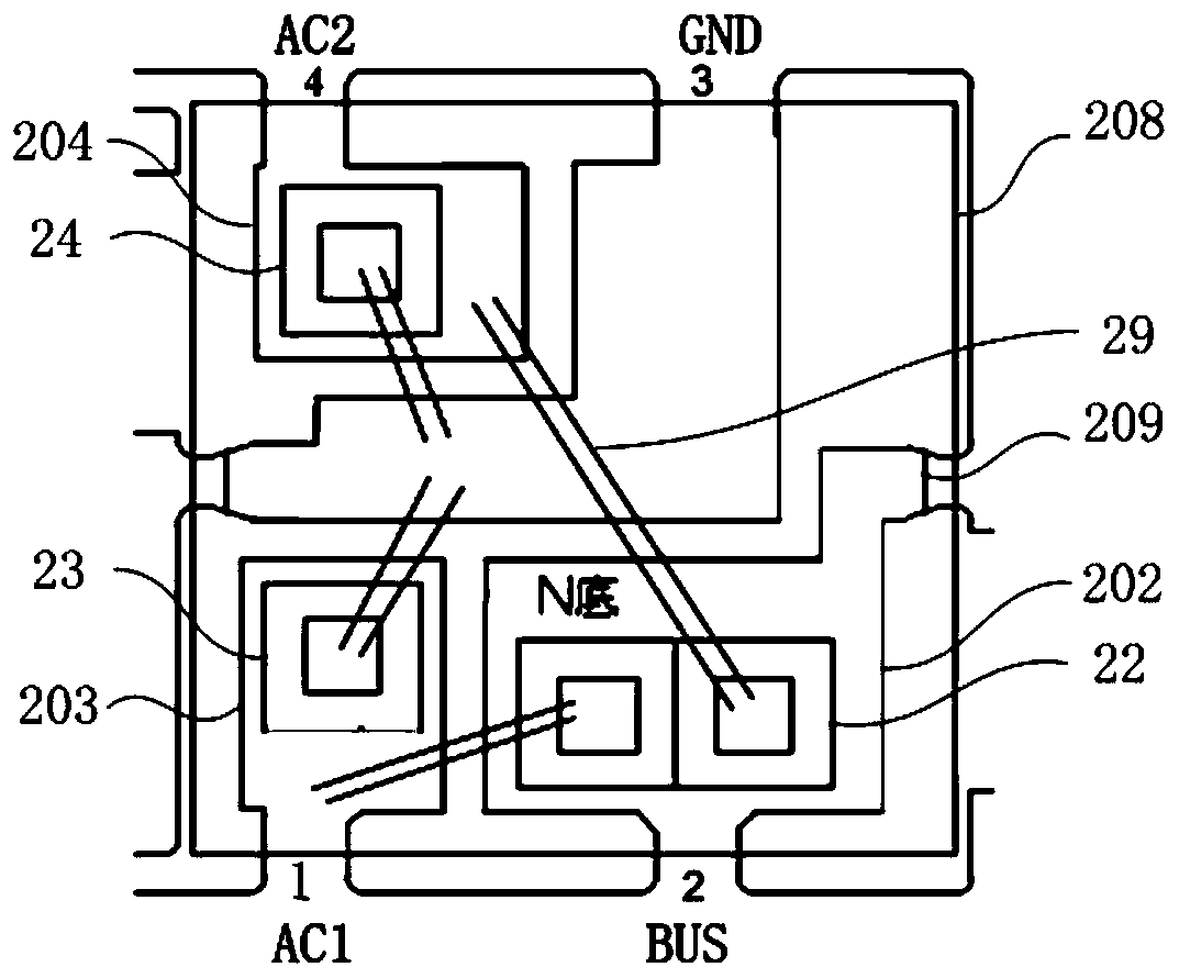 Chip packaging structure adopting multi-base island lead frame