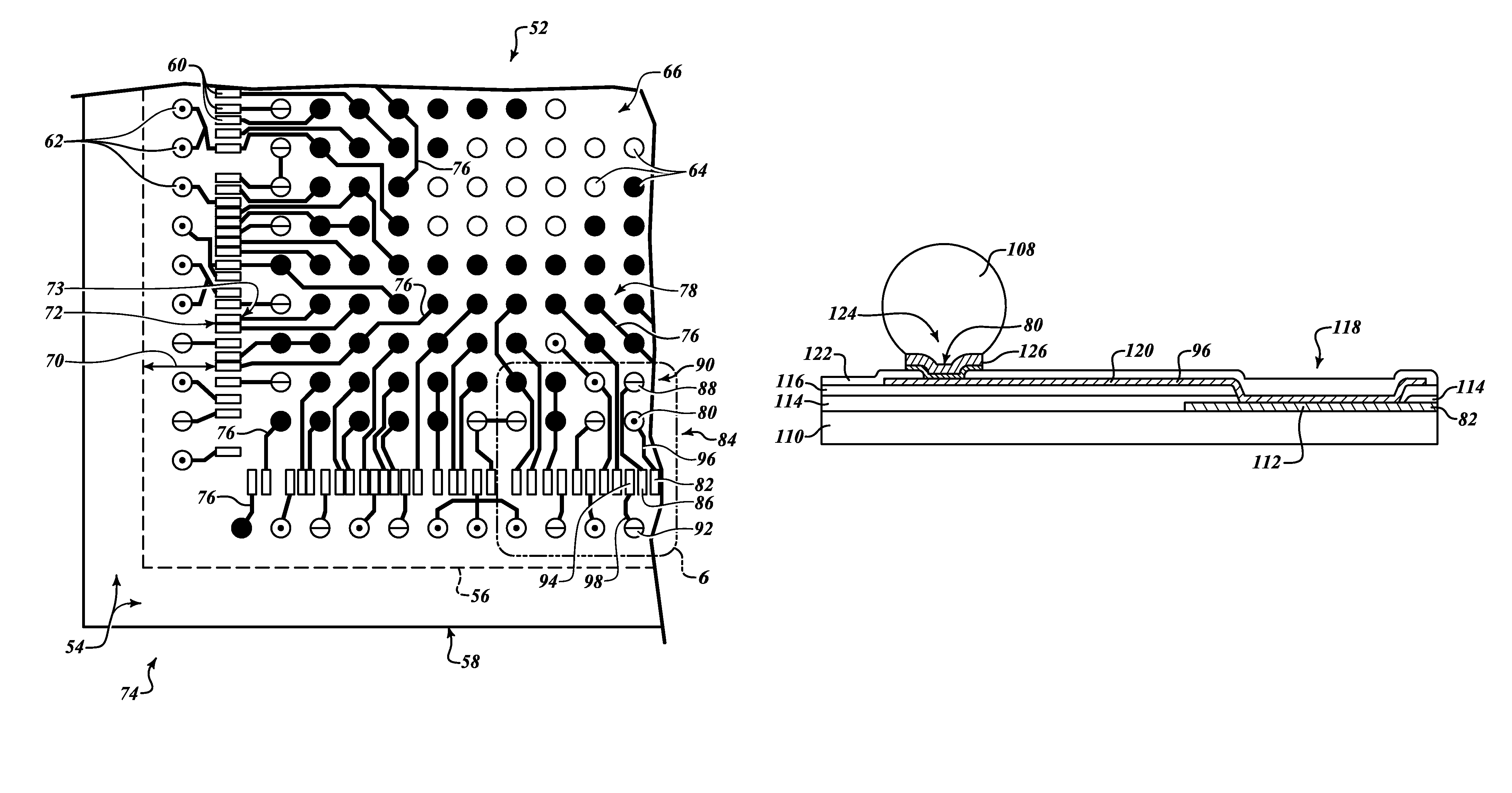 Flip chip device having simplified routing