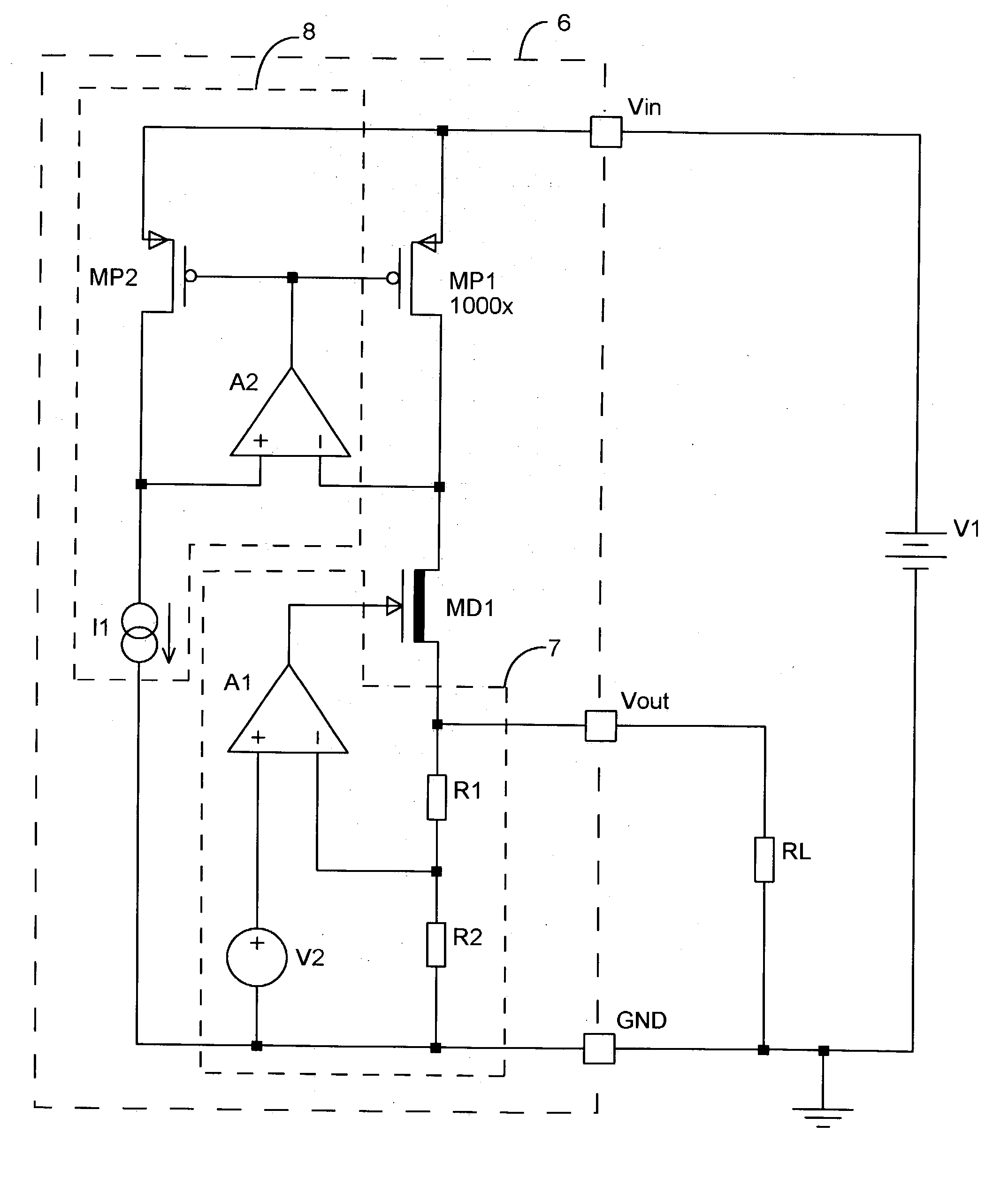 Low dropout voltage regulator using a depletion pass transistor