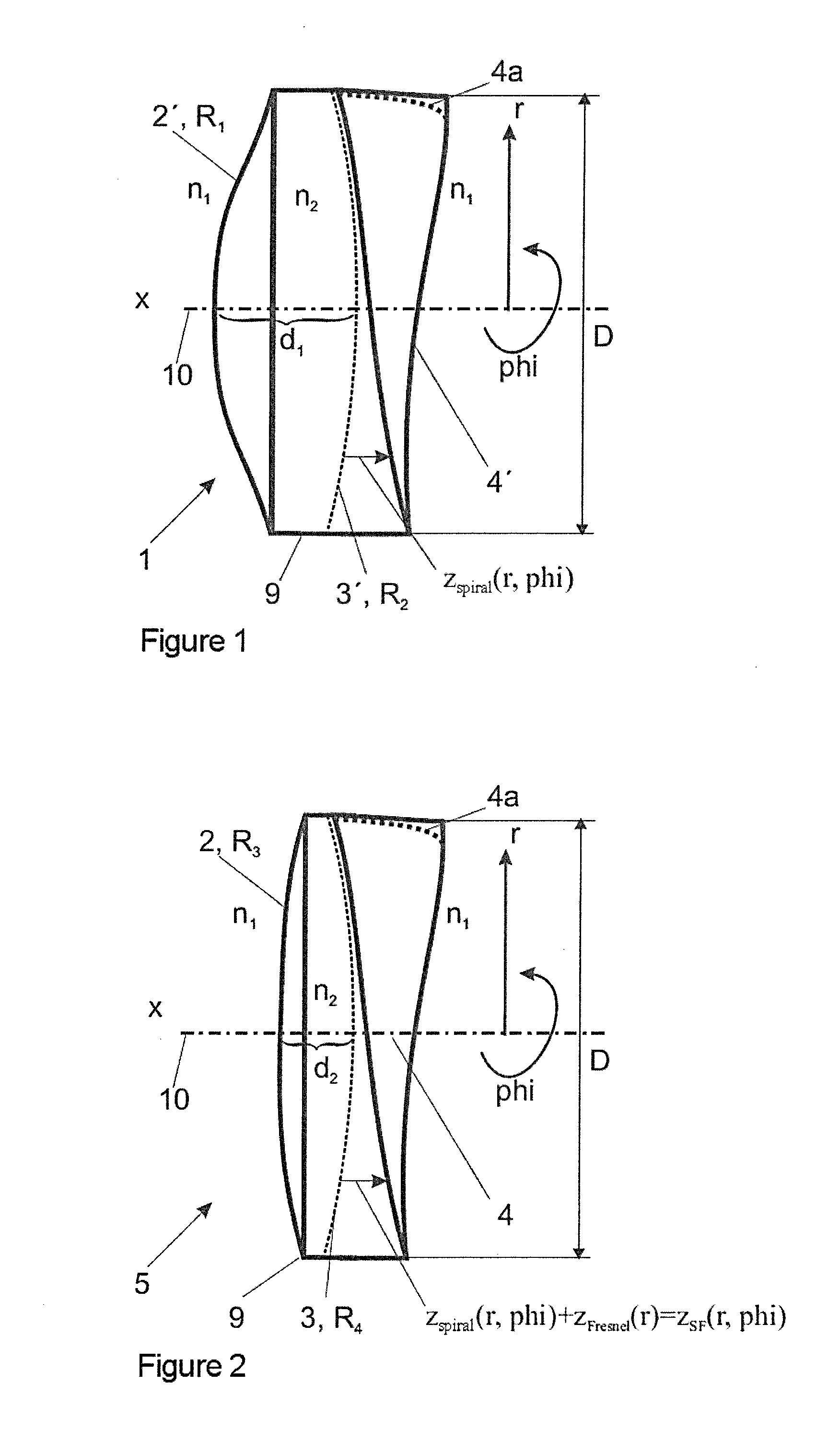 Lens having an extended range of focus and method of making the same