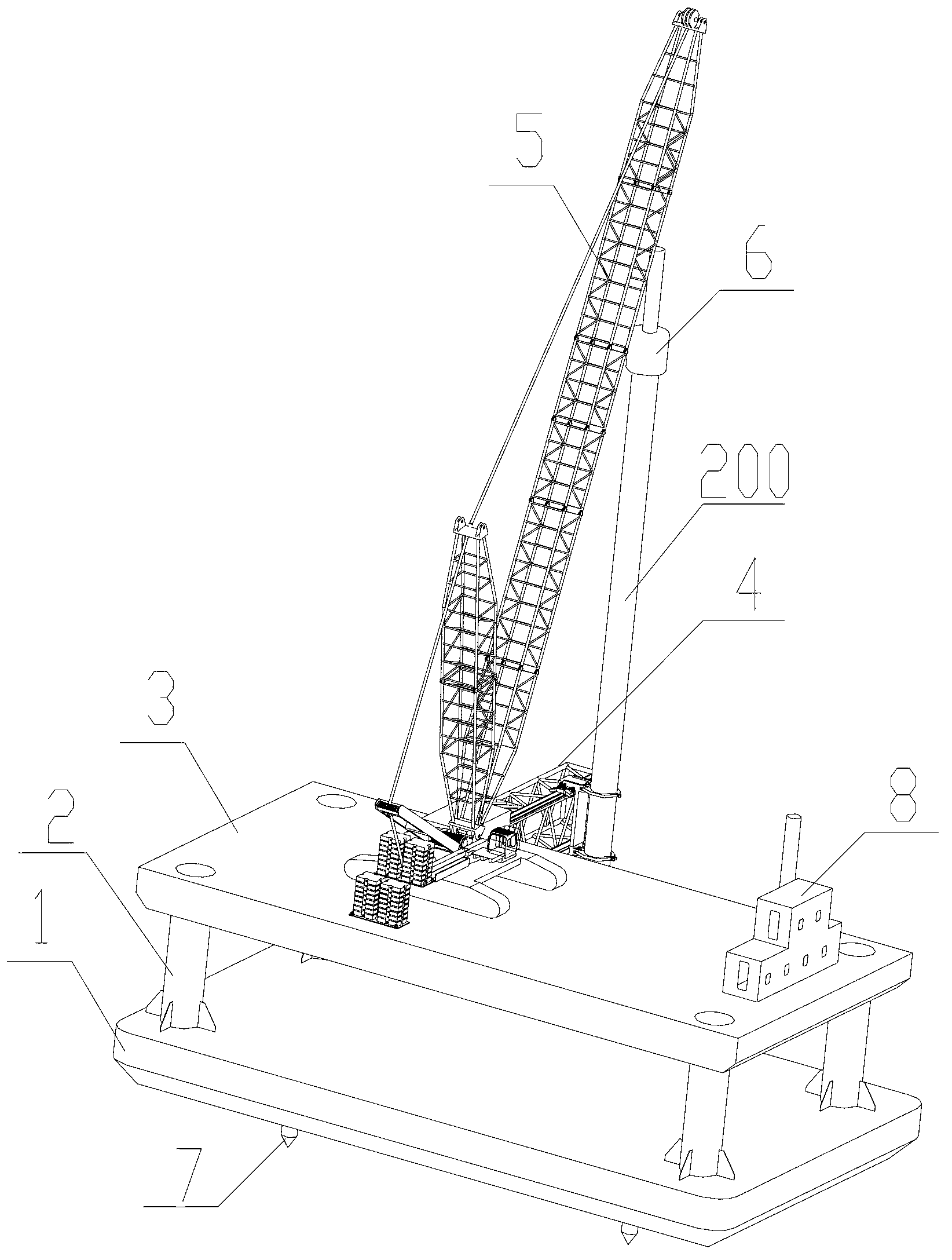 Bottom-supported floating pile-driving platform