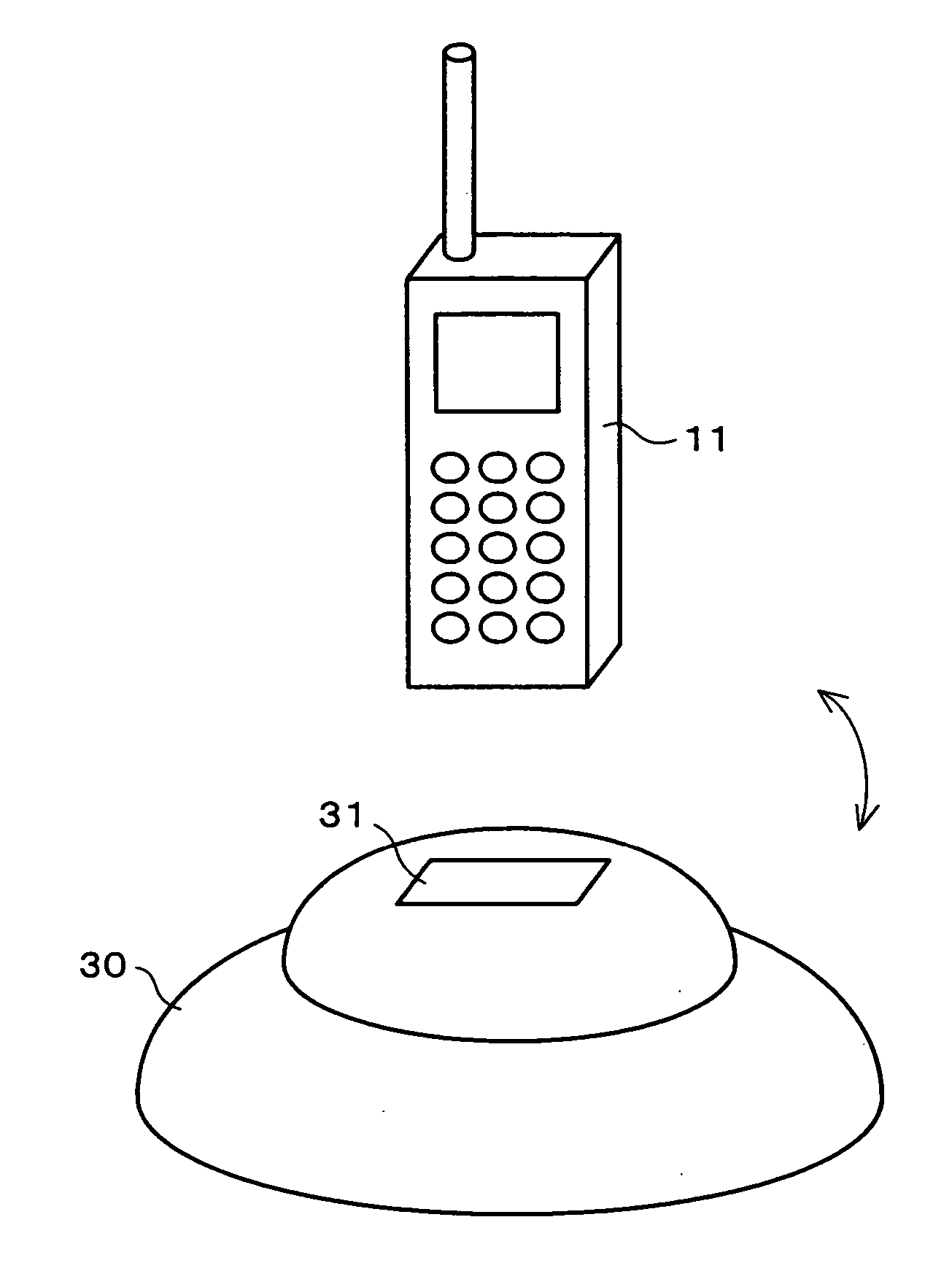 Cradle, security system, telephone, and monitoring method