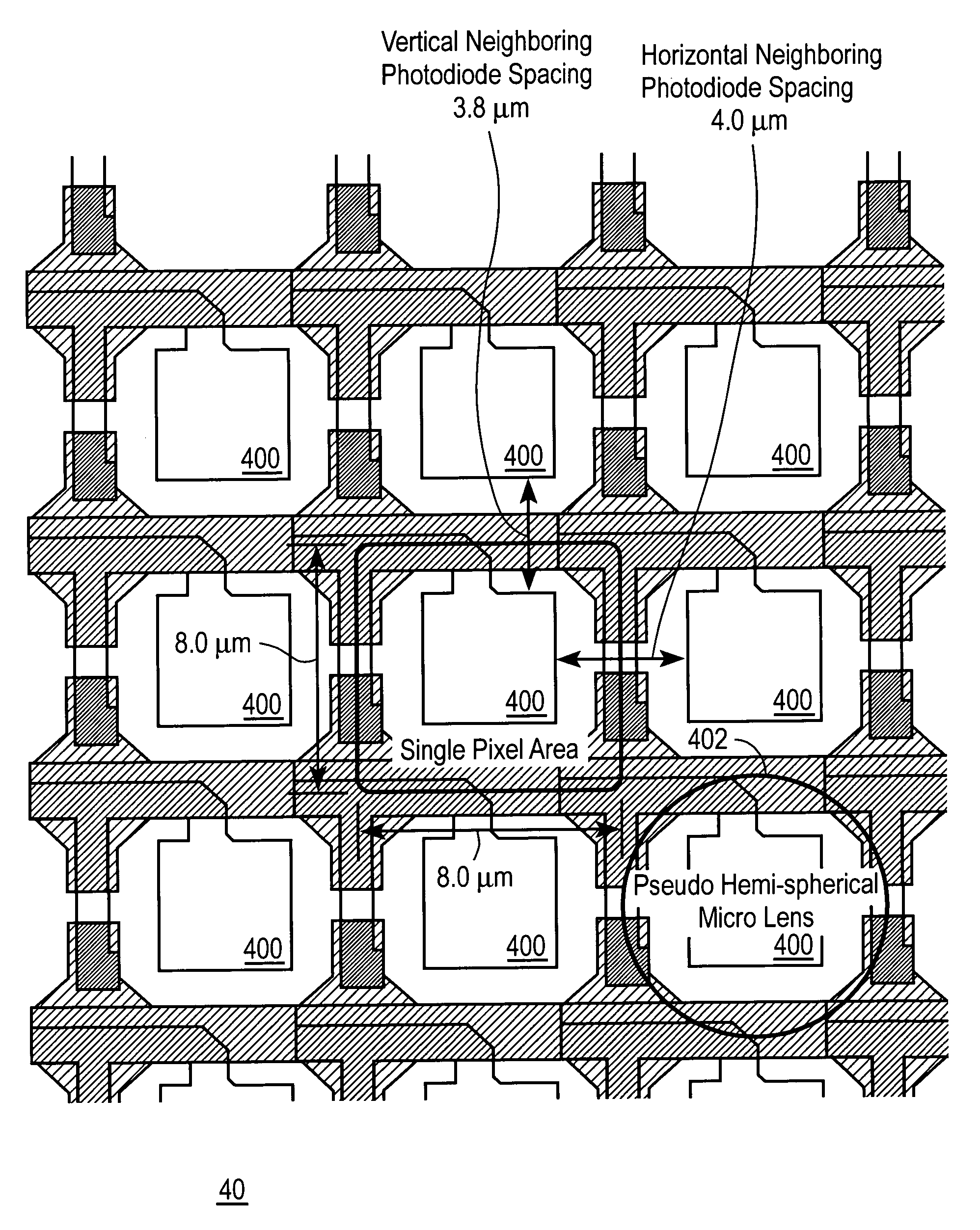 Pixel for CMOS image sensor having a select shape for low pixel crosstalk