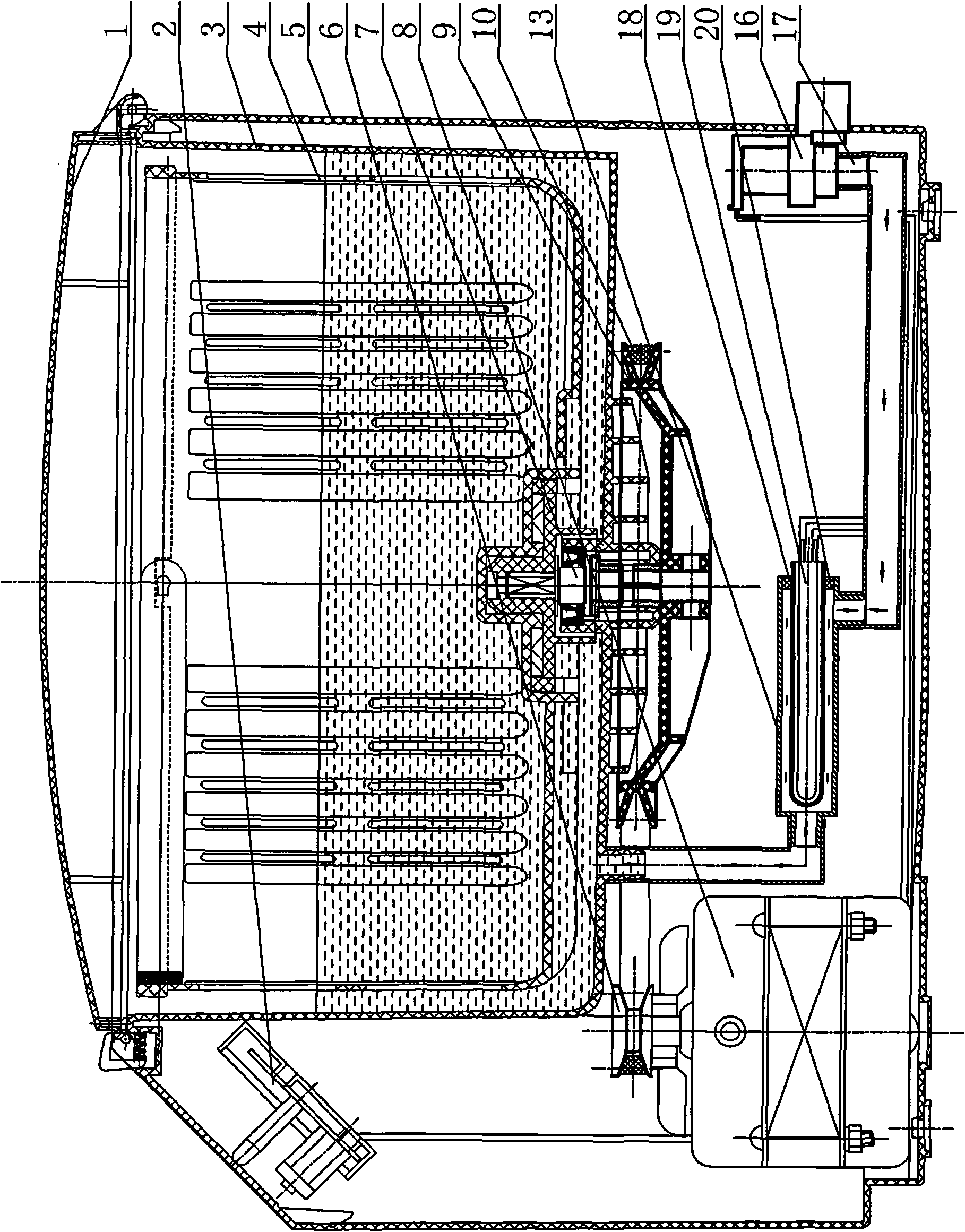 Fruit and vegetable washing machine using ultraviolet radiation for sterilizing and disinfecting