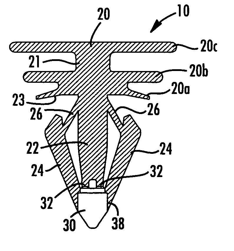 Serviceable w-base fastener