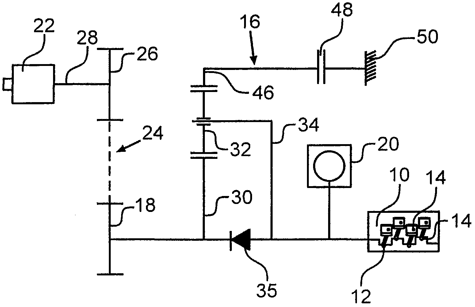 Arrangement with combustion engine and planetary gear attached to same