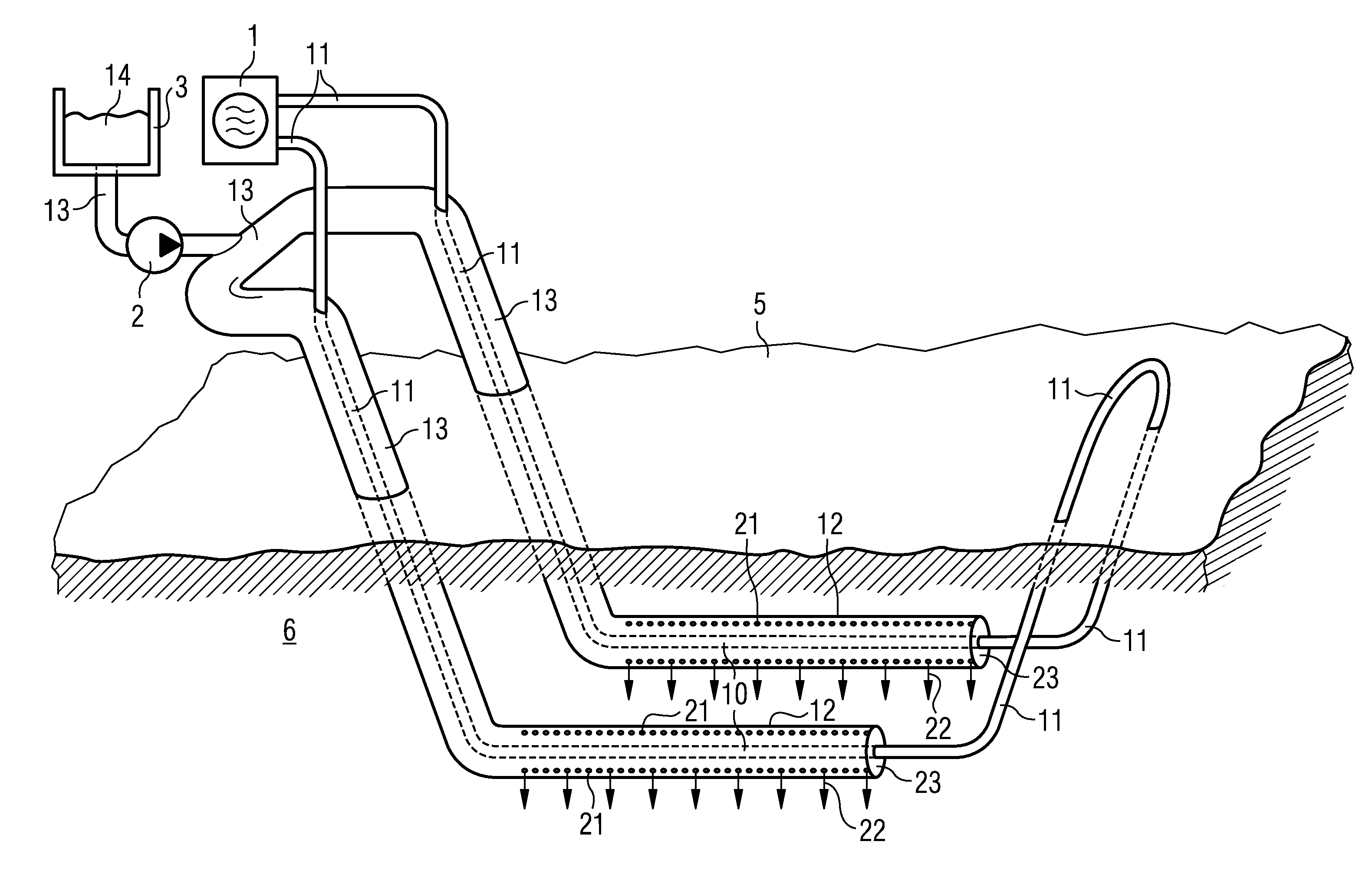 Device and method for obtaining, especially in situ, a carbonaceous substance from an underground deposit