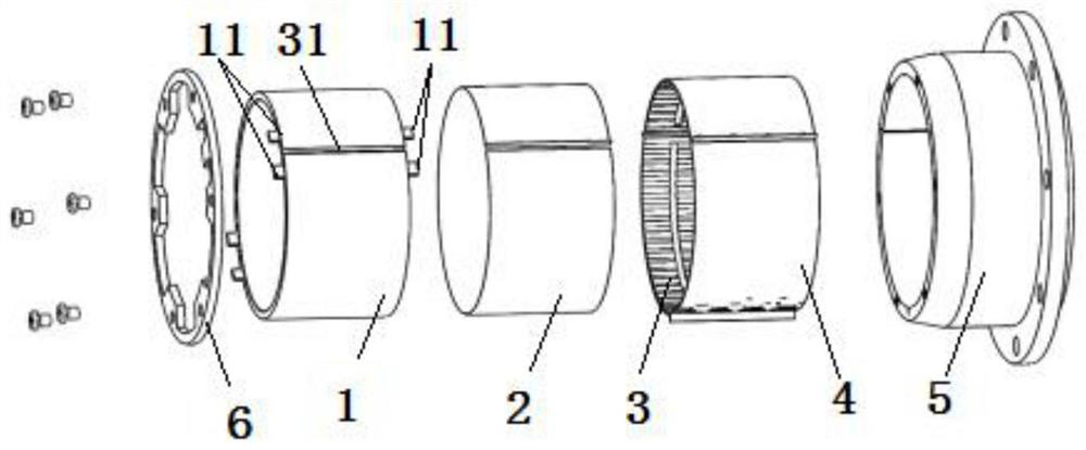 Radial gas bearing for gas suspension blower and assembly method of radial gas bearing