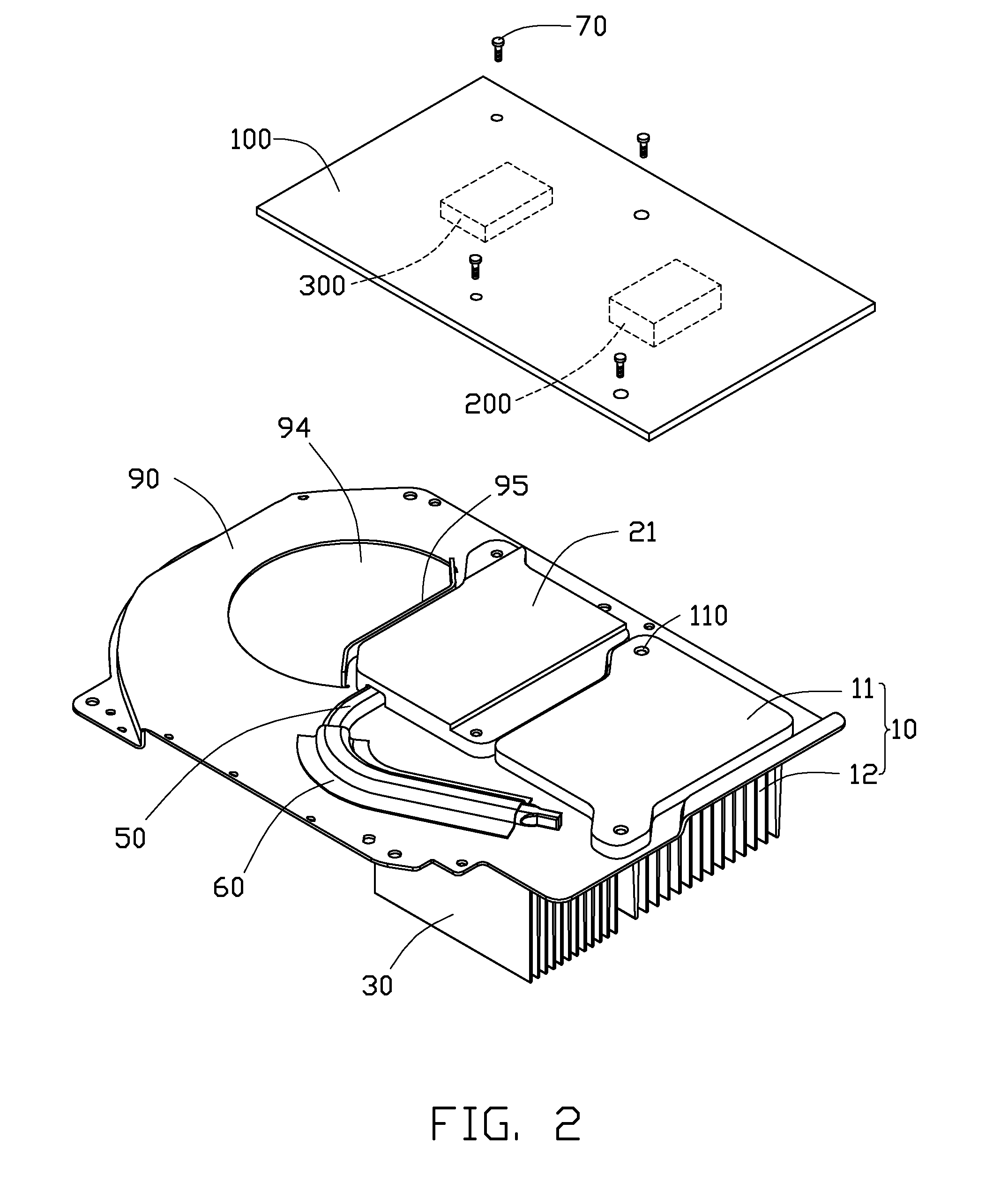 Electronic system with heat dissipation device