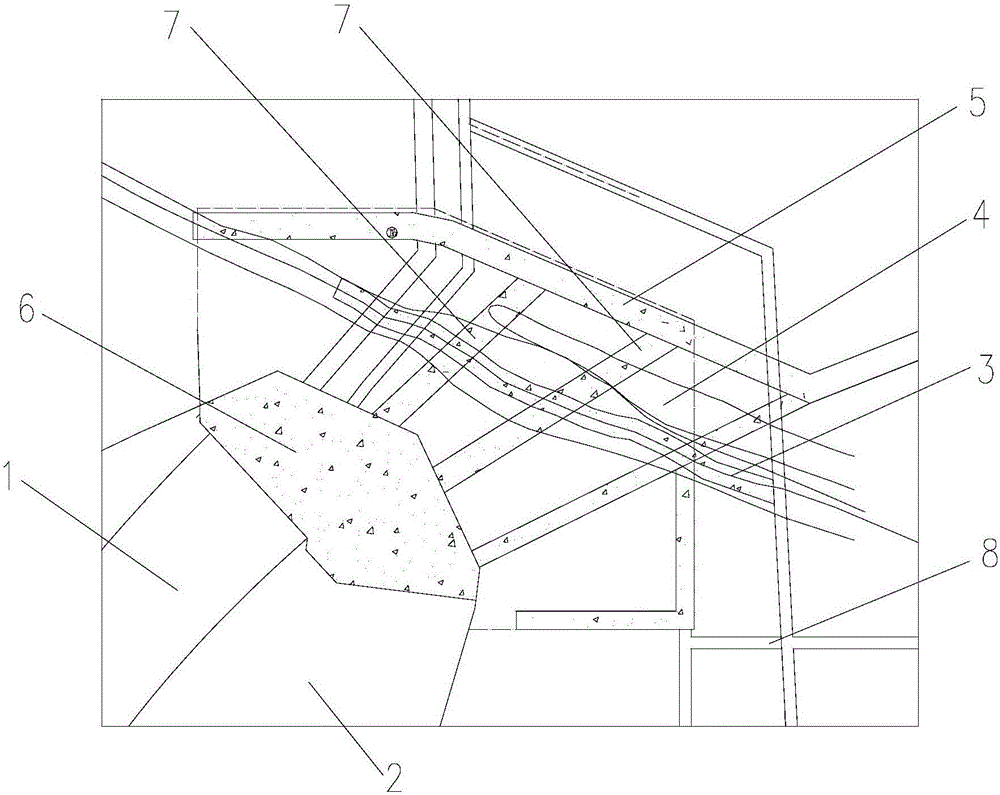 Reinforcing structure of arch-dam force-resisting body foundation