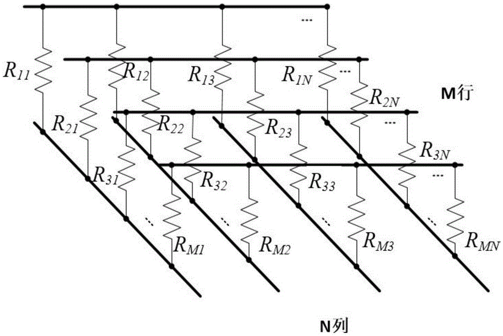 Resistive sensor array test circuit based on two-wire system voltage feedback