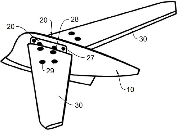 A high-speed model horizontal tail "back" deformation angle device with high horizontal tail layout