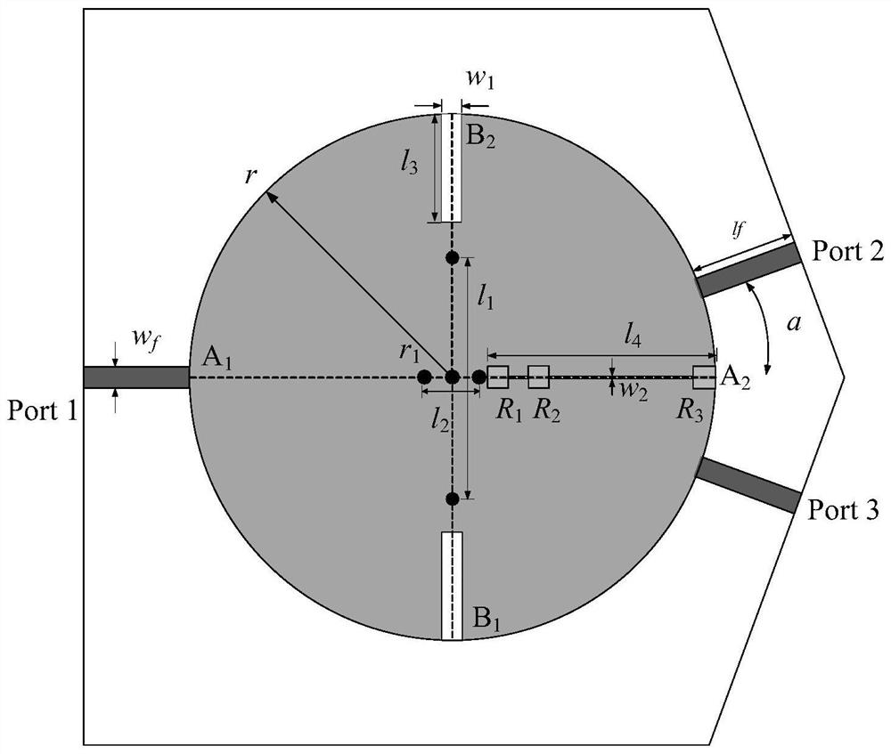 A dual-passband power division filter using a single-layer circular patch