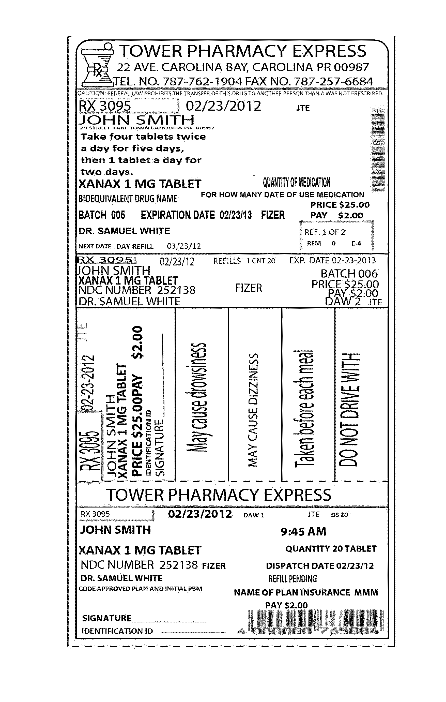 Multi-Label Form for Prescription Delivery Process