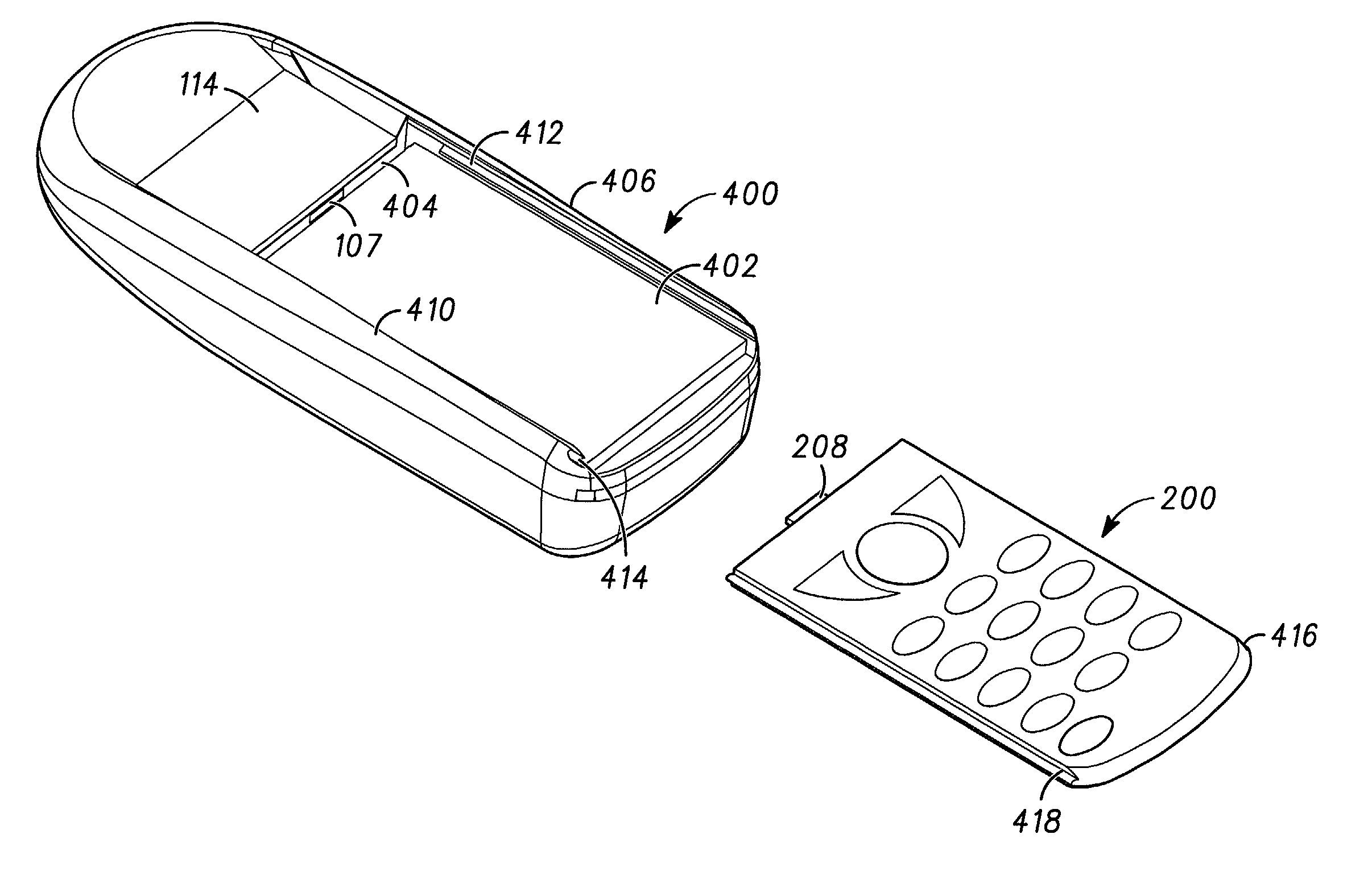 Portable communication device interchangeable user input module