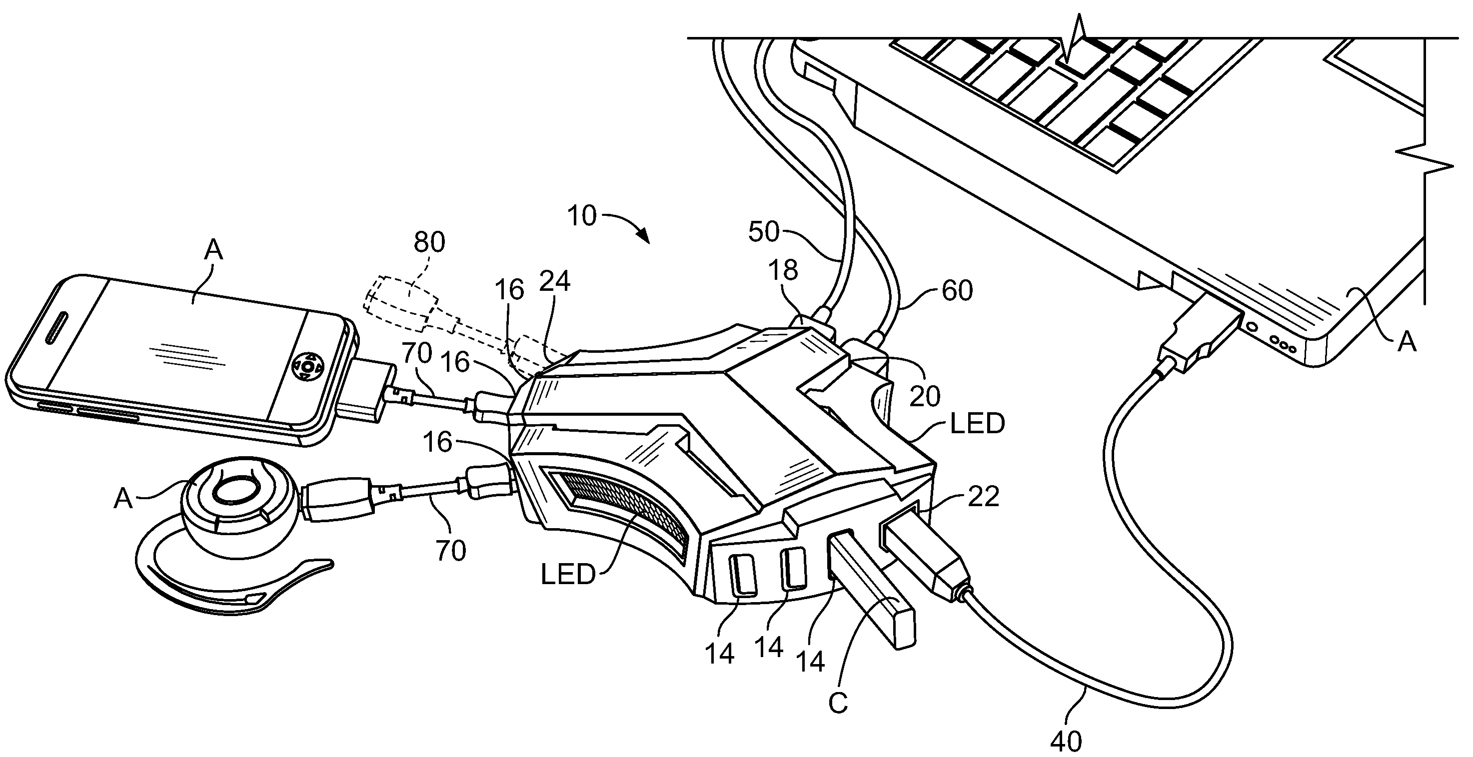 Portable multi-device power supply, battery charger, and docking system