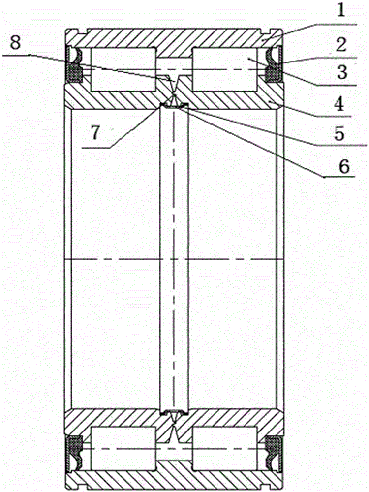 Cylindrical roller bearing with inner ring punched into two columns