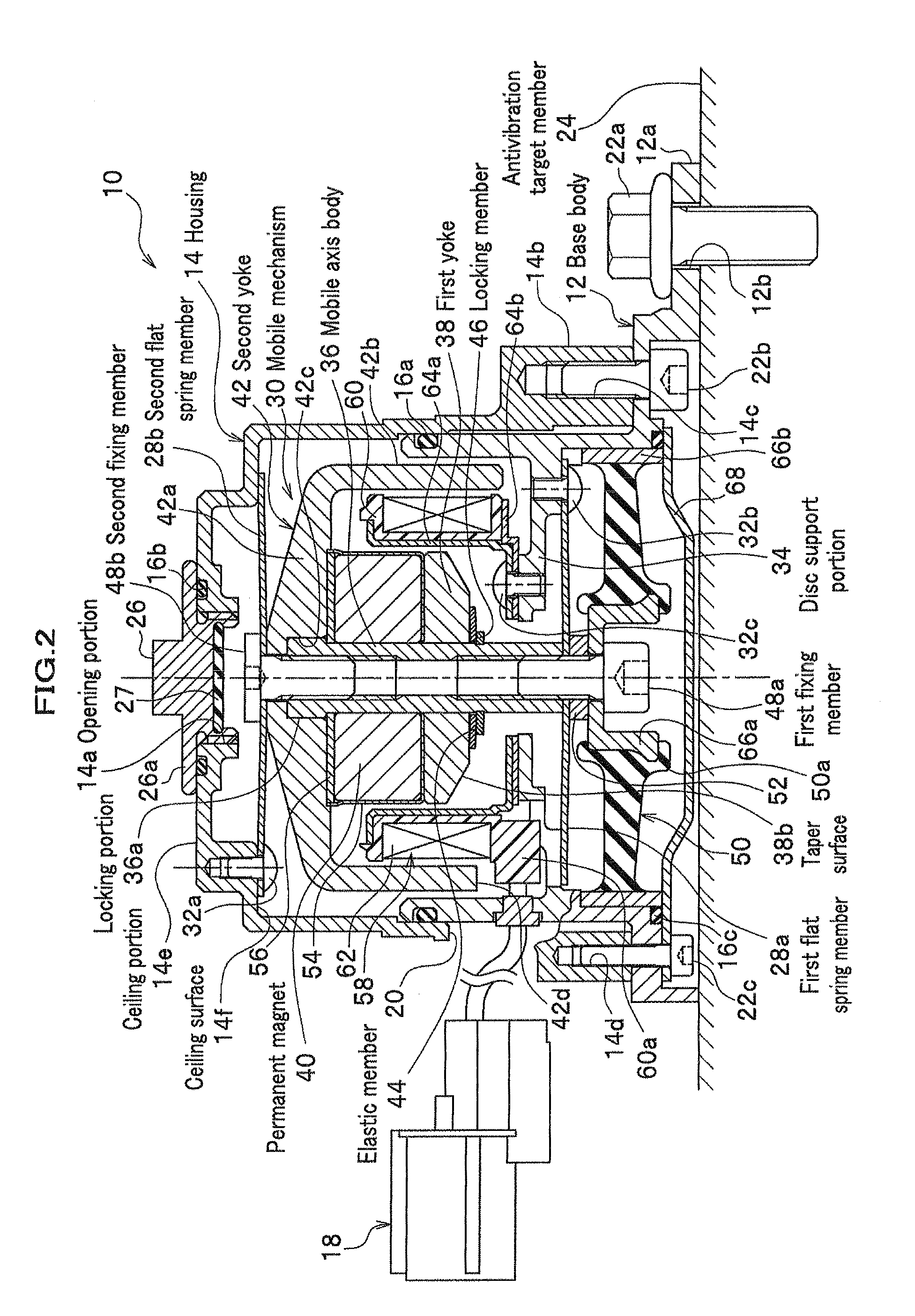 Active antivibration device and manufacturing method for the same