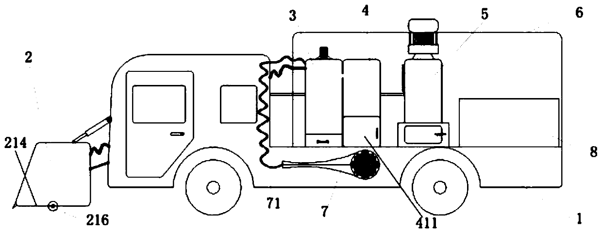 A municipal road debris cleaning vehicle