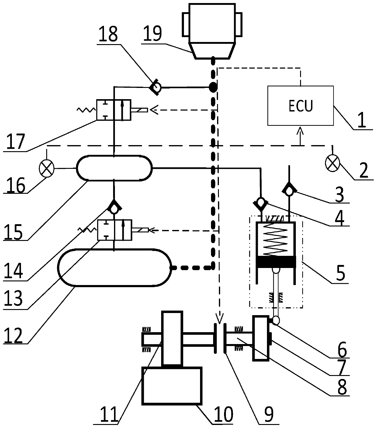 Emergency braking auxiliary device and method for pneumatic brake