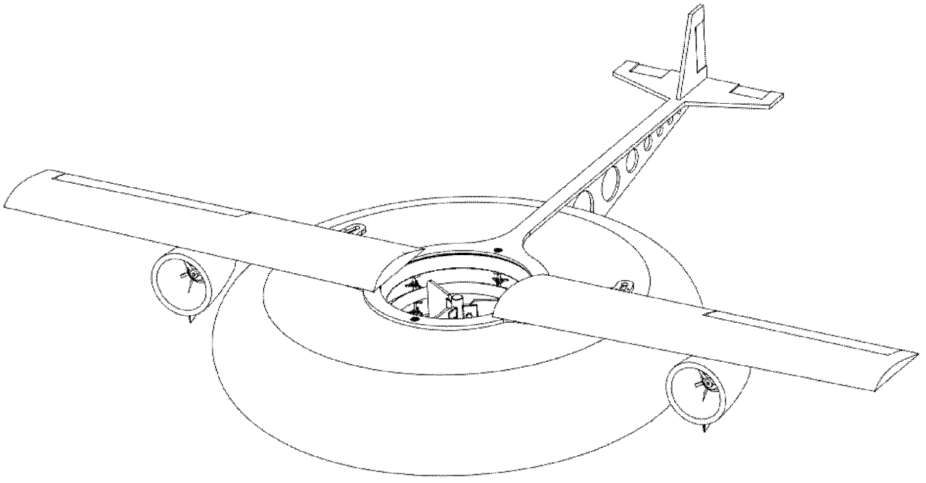 Small-sized combined type air vehicle adopting layout combining disk swing with variable wings and airbag