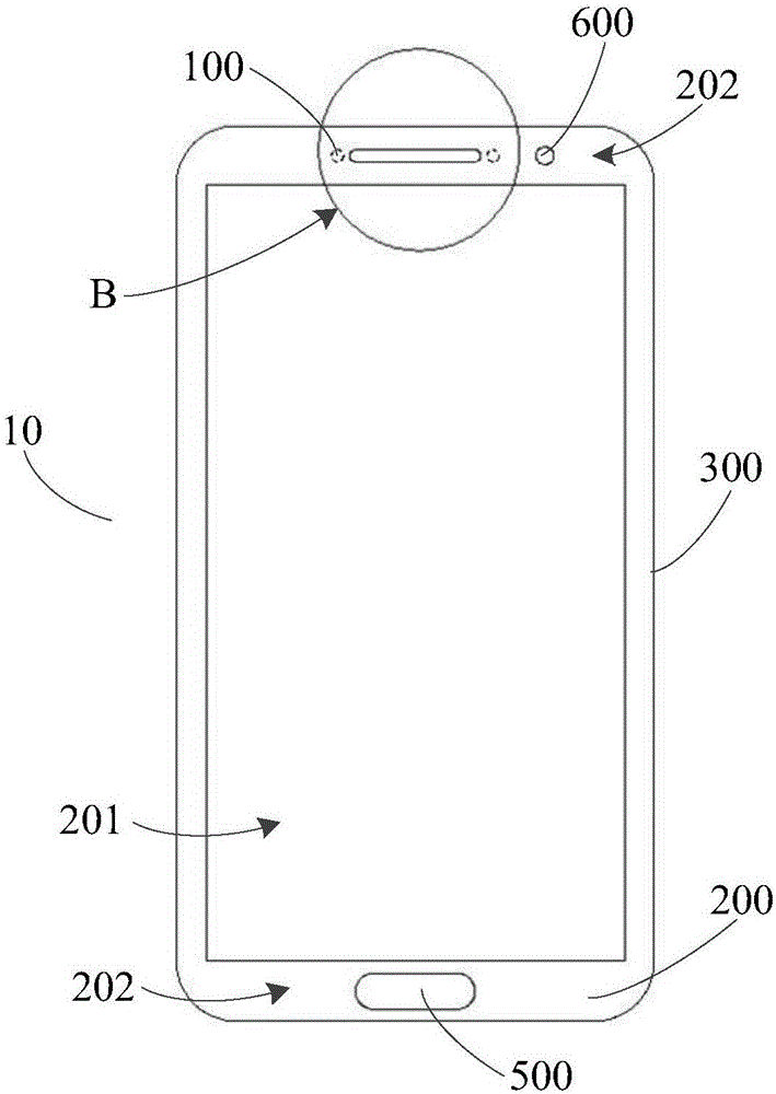 Sensor component and terminal