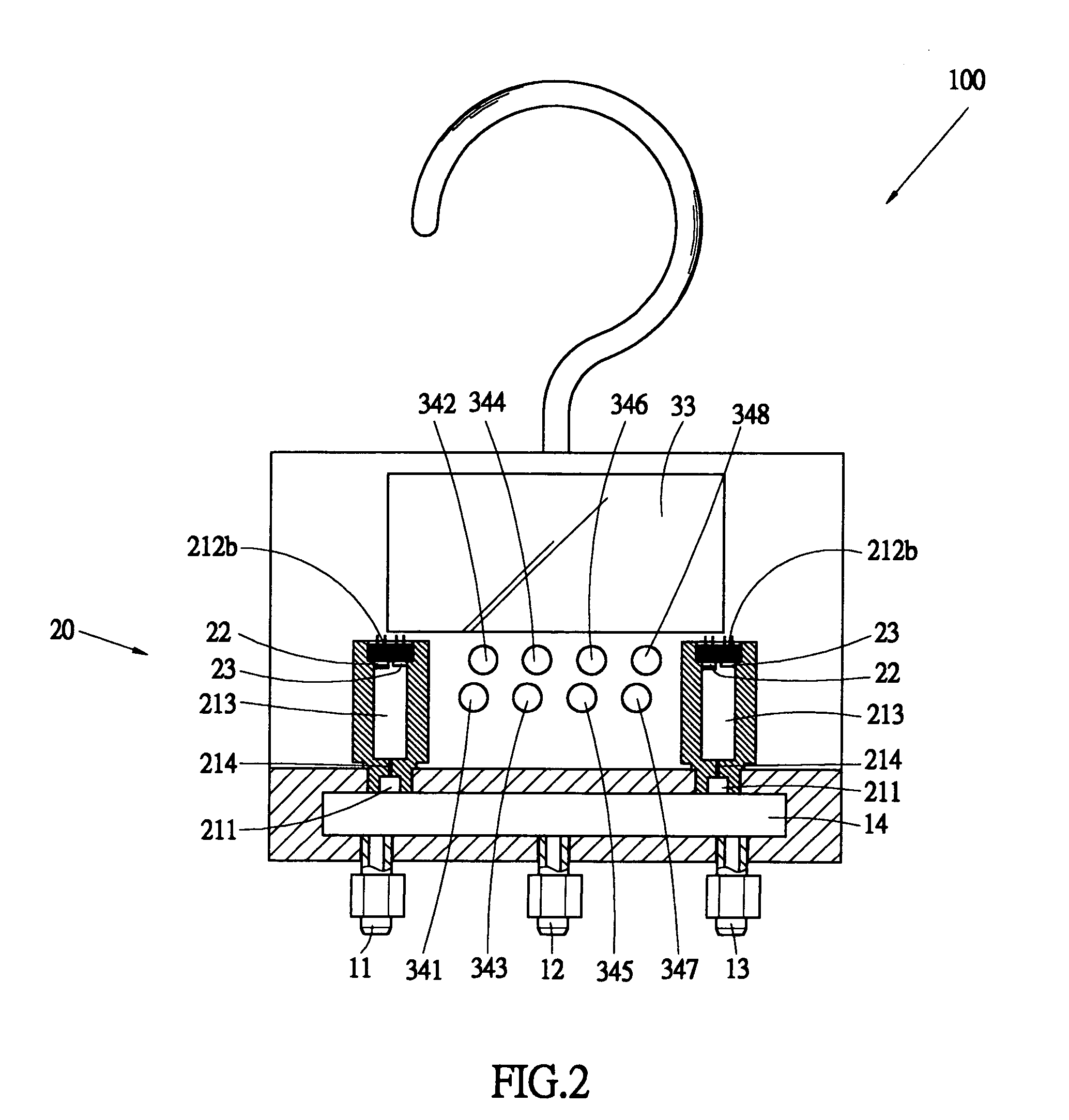 Refrigerant measuring and warning device and sensing element thereof