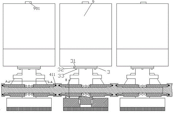 Row seat device with stable structure