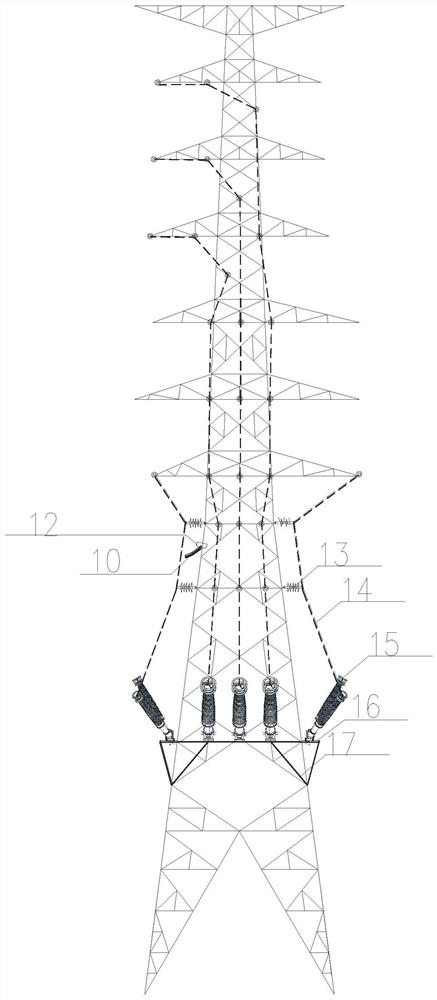 Stringing method for erecting all-dielectric self-supporting optical cable based on double-spliced angle steel main material iron tower