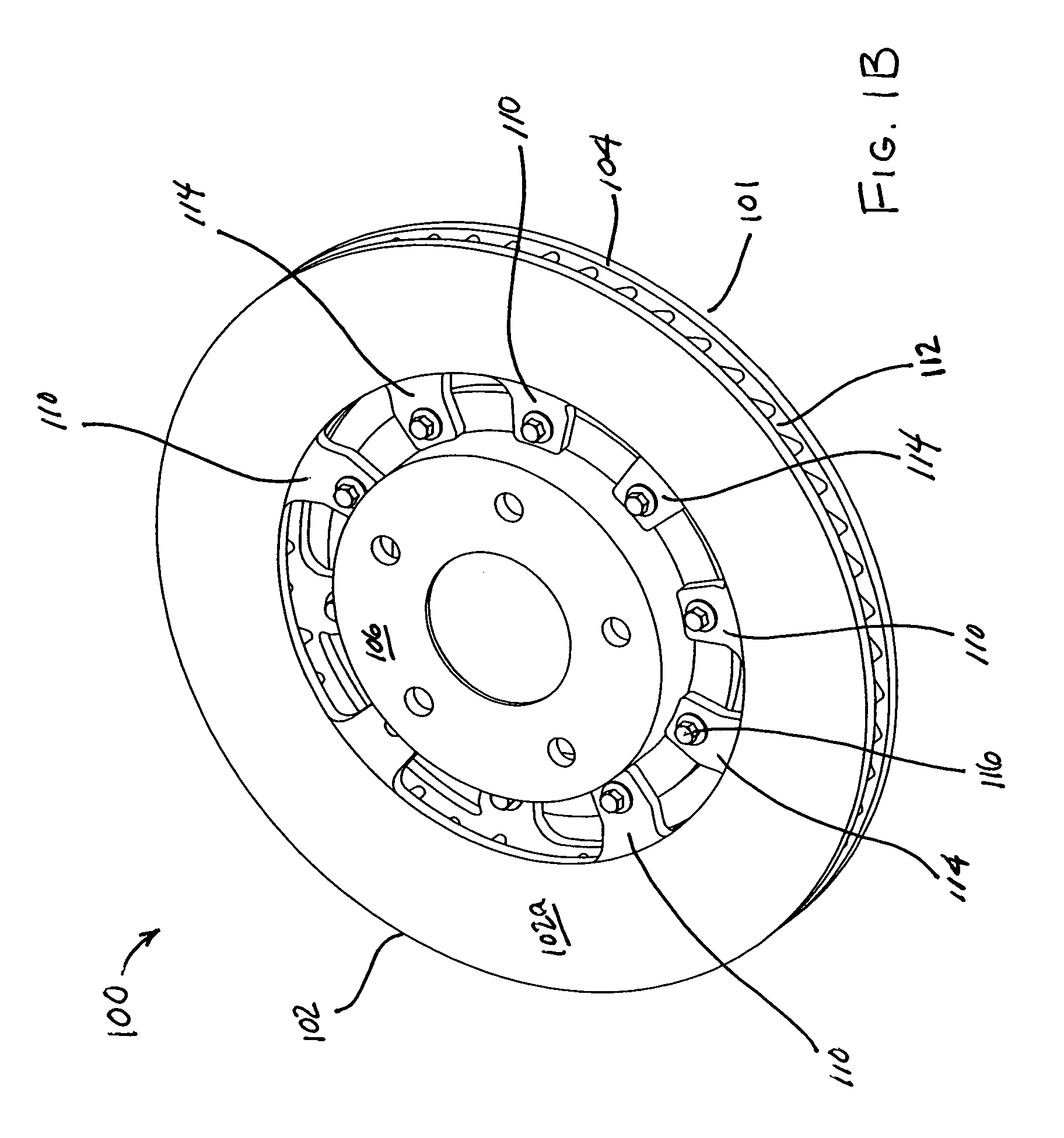 Center mount two piece brake rotor