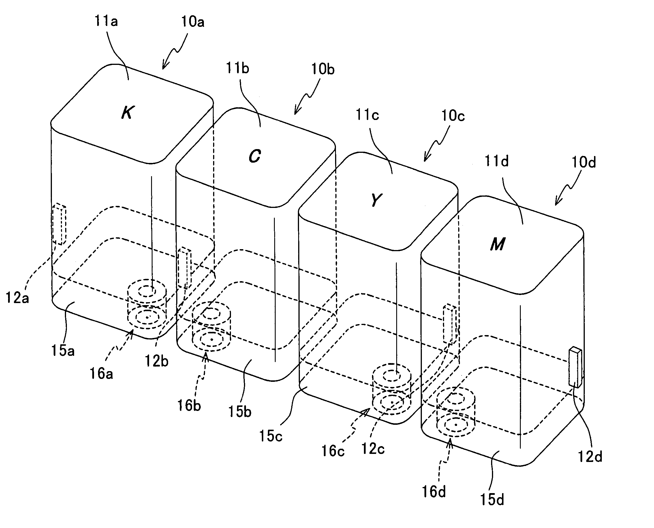 Set of ink cartridges, ink cartridge and ink jet printer