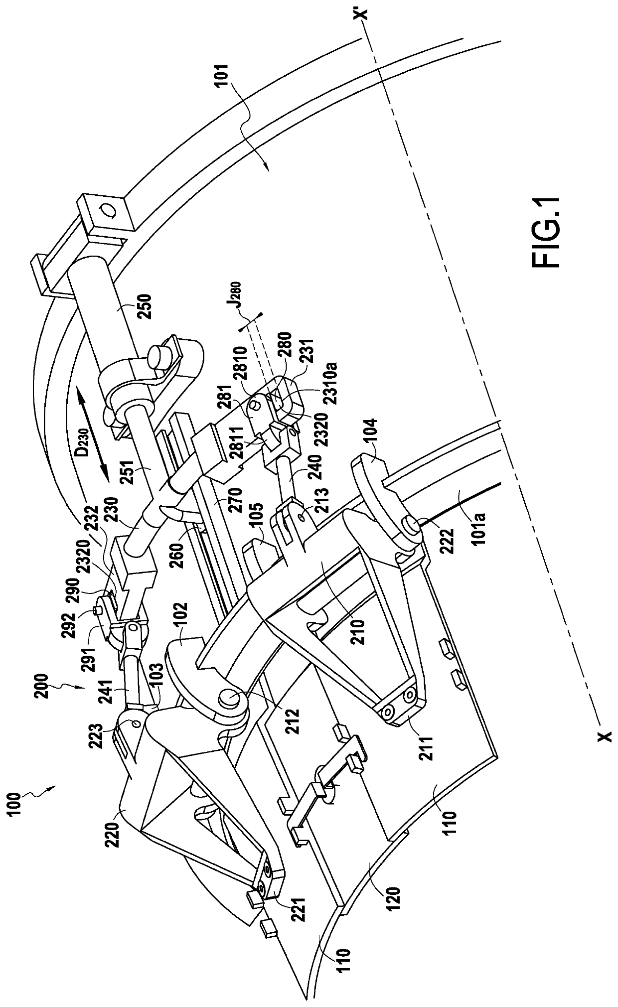 Stiffening of the connection between flaps in a nozzle of variable cross section